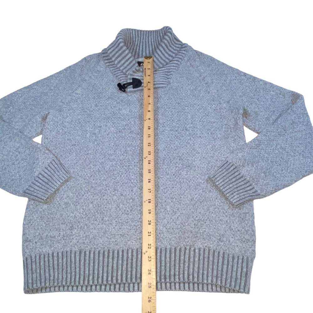 H & M Shawl Neck Wool Blend Gray Knit Sweater - Men’s Large - Picture 4 of 12